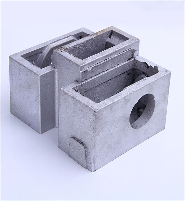 Aluminum Sand Cast Step Block - Square casting with multi-level step structure