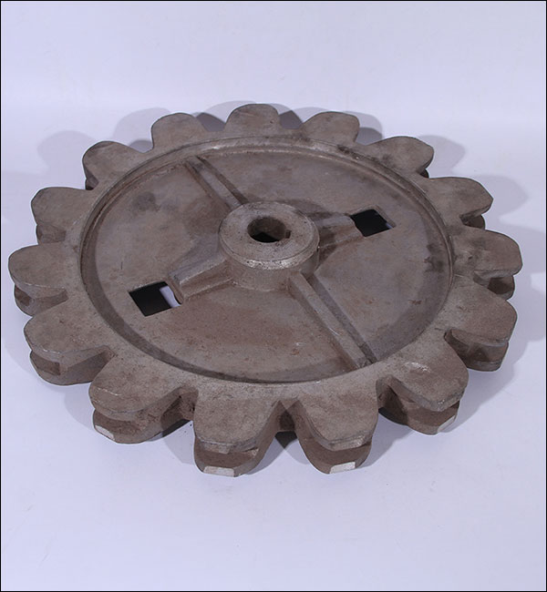 Aluminum Sand Cast Gear Hub - Industrial gear component with external teeth and center bore