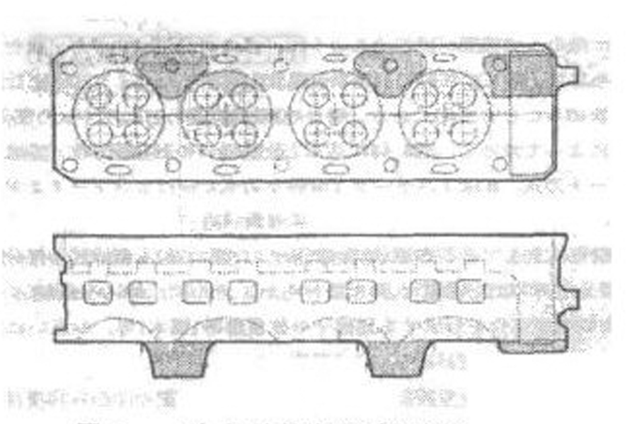Based on the comprehensive consideration of cost and mechanical properties, expanding the application of aluminum alloy is currently the main means of reducing the weight of passenger cars and reducing fuel consumption. For example, the engine cylinder head is now fully made of aluminum alloy. Although there are many production methods for aluminum alloy cylinder heads, the mainstream manufacturing processes are metal mold casting and low pressure casting. Among them, Europe and China mainly use metal molds, while Japan and the United States use low pressure casting more. Compared with gravity metal mold casting, low pressure casting has the advantages of good forming quality and high process yield due to filling and crystal solidification under pressure, but for cylinder head castings with complex shapes and high performance requirements, there are complex processes , Control requires advanced technical difficulties. Therefore, this article focuses on the low-pressure casting technology of aluminum alloy cylinder heads and the key points of parameter control, in order to give full play to the technical advantages of the low-pressure casting process and produce high-quality cylinder head castings. 2 The key points of the low pressure casting process of the cylinder head 2.1 Example of gating system The low-pressure casting process plan of the cylinder head is generally in the form of a riser pipe and multiple gates, which is a form of multi-weight splitting. For example, the four-cylinder cylinder head has two representative gating systems, namely, two or four gates are set on the side of the combustion chamber. Figure 2 is a schematic diagram of the process of two gates. This scheme is suitable for one mold or two molds.