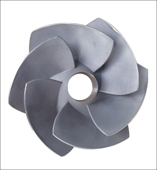 Impeller with curved vanes